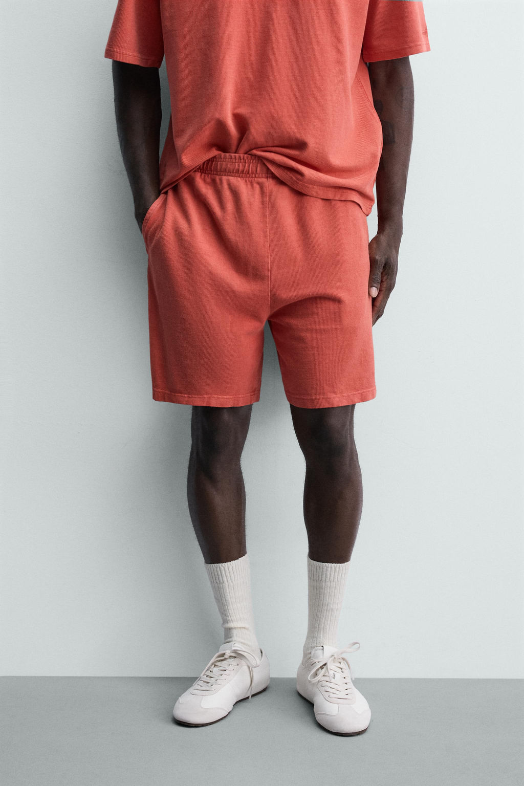 BERMUDA RELAXED FIT ALGOD?N - LINO / Rayas marrones - Zara фото 3