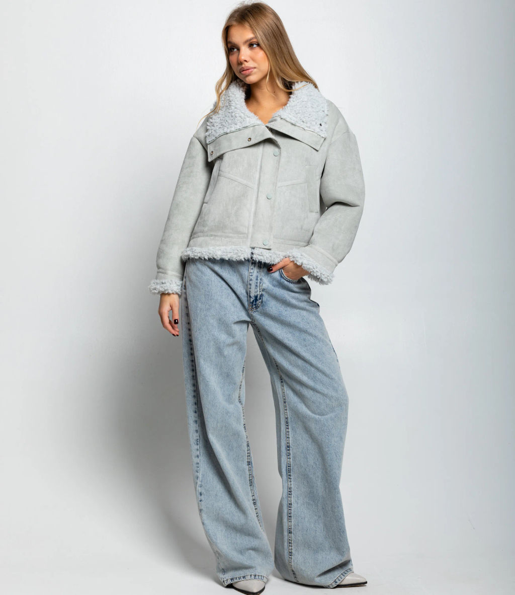 Дублёнка #КТ7580 (1), серо-голубой - Dommod фото 4
