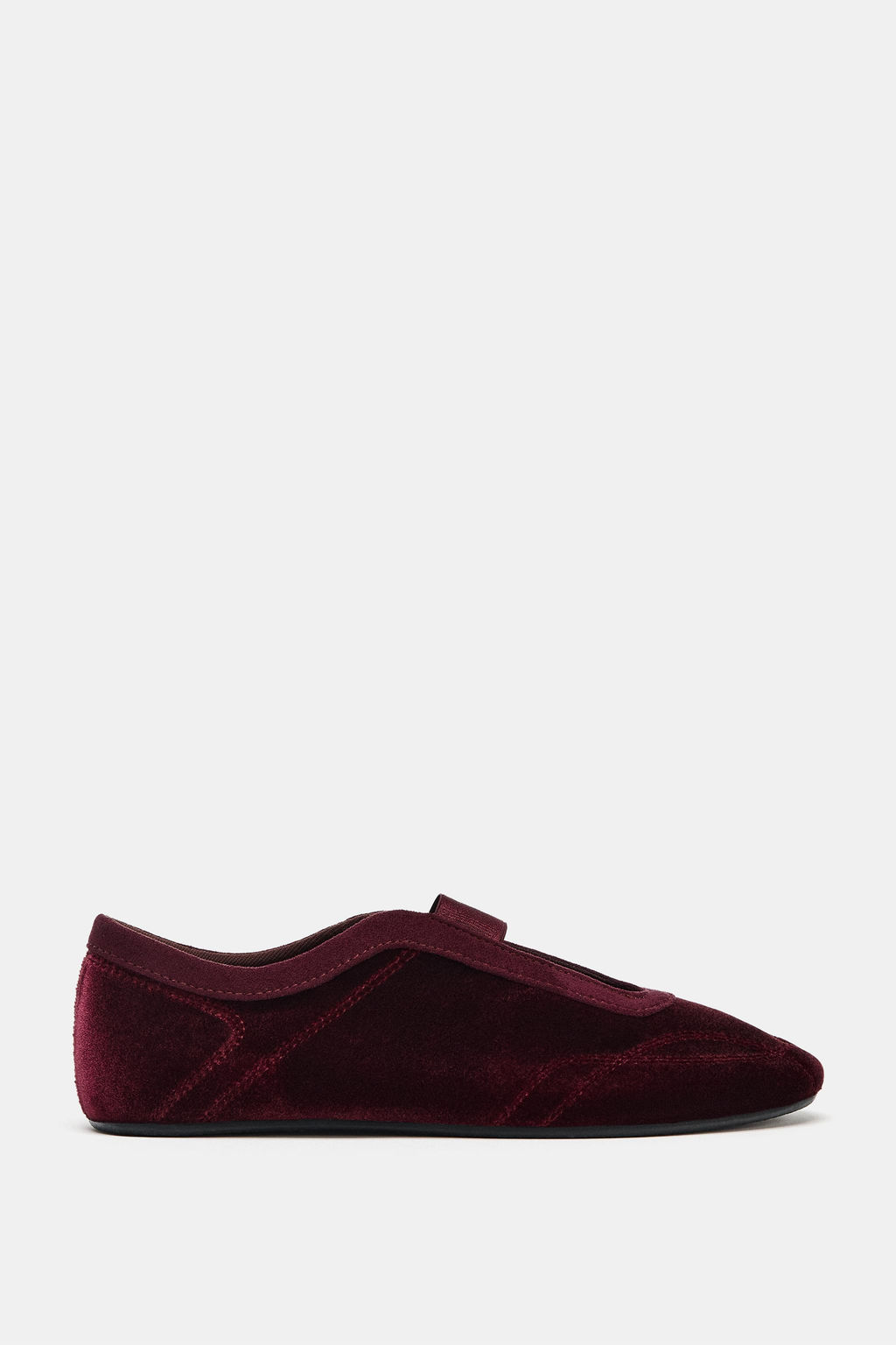 VELVET-EFFECT TOPSTITCHED BALLET FLATS - Zara фото 2