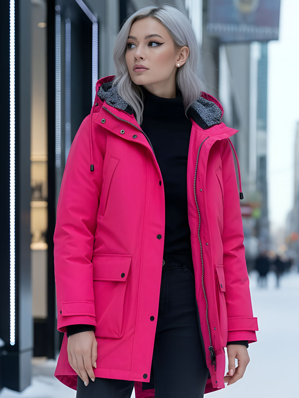 Парка женская зимняя MTFORCE c капюшоном розового цвета 2329R