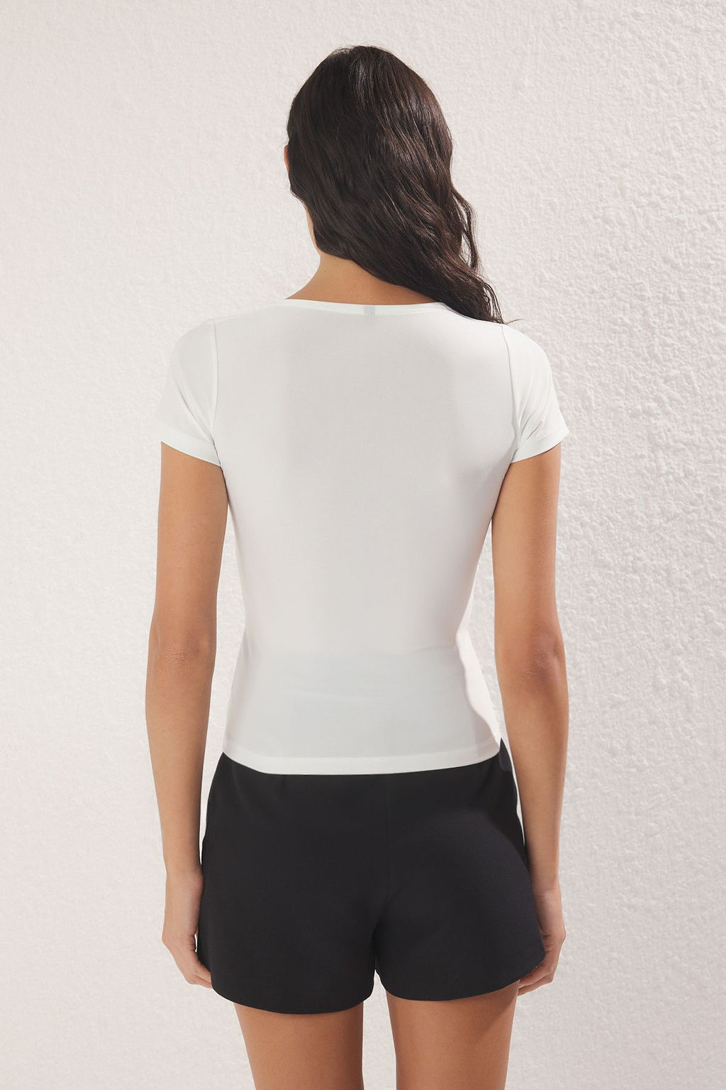 Trendyolmilla Murdum Dugum Detayl? Fitted/Vucuda Oturan Orme Bluz TWOSS25BZ00518  фото 8