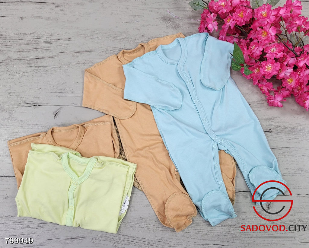 Хлопковые комбинезоны для новорожденных 4 шт