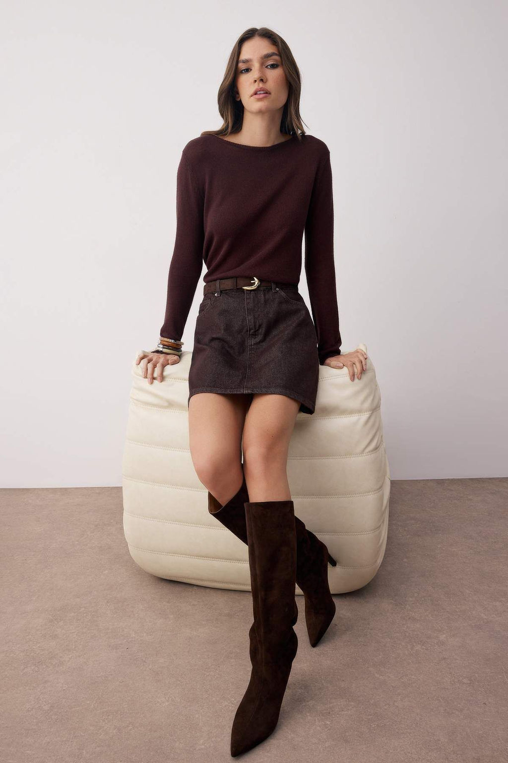 Kahverengi Mini Basic Denim Etek TWOAW26ET00049