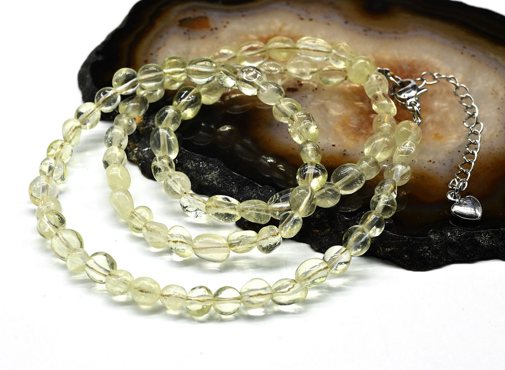 Бусы из топаза лимонного галтовка, 45см.
