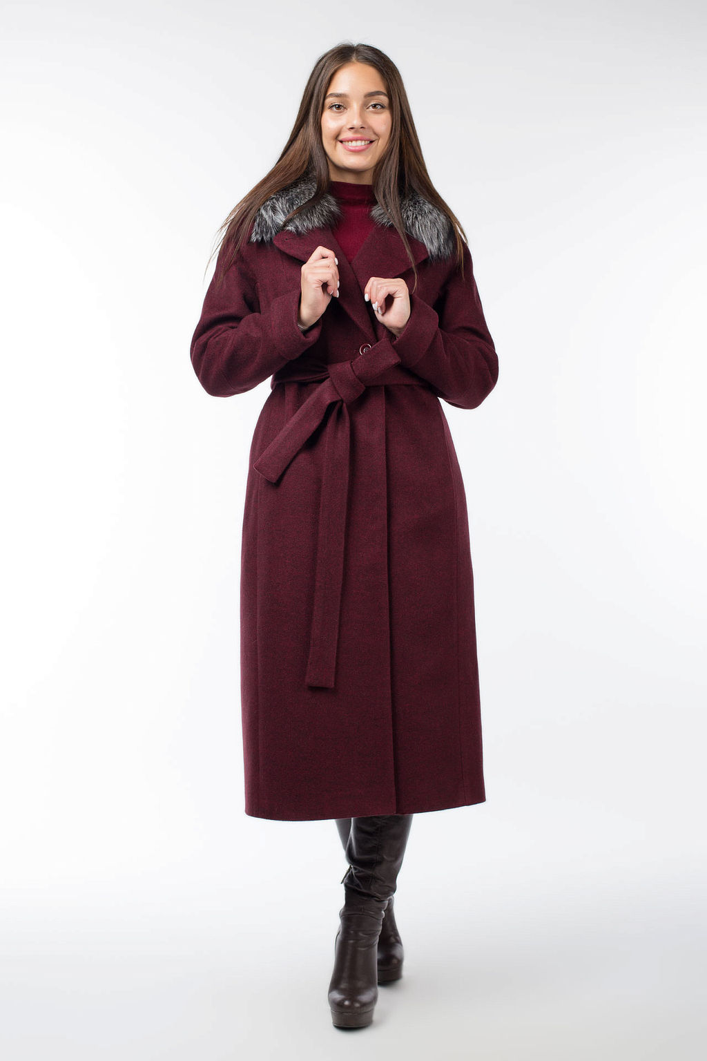 Пальто женское утепленное (пояс) - El podio фото 3