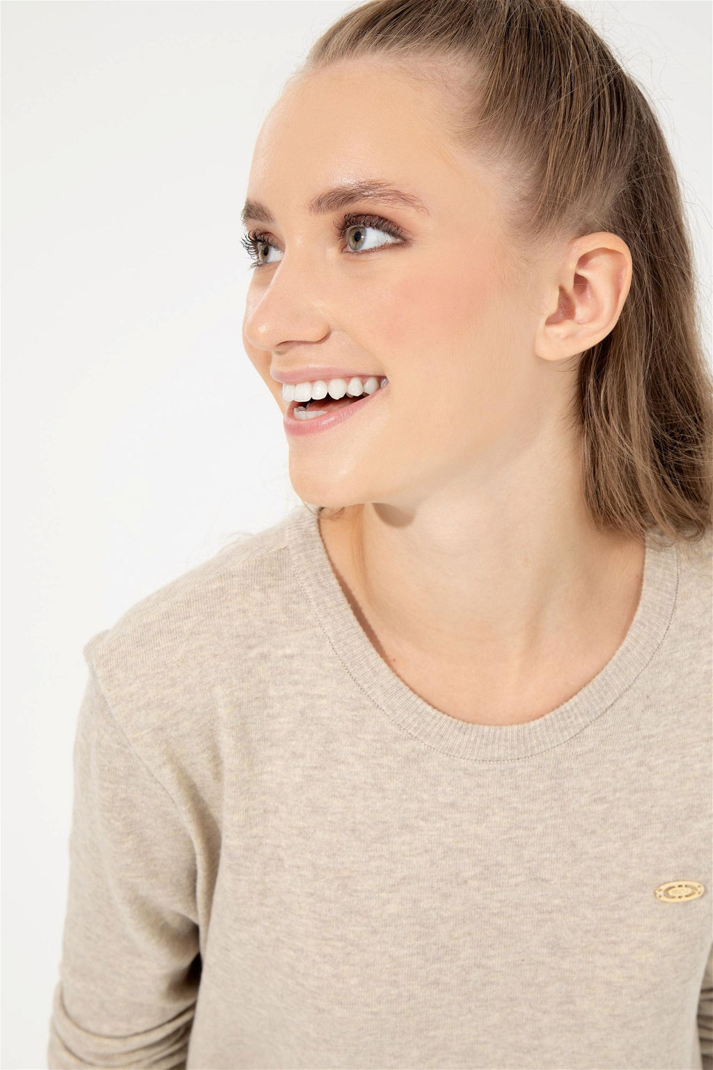 Женский базовый свитер с круглым вырезом и каменным меланжом Неожиданная скидка в корзине - U.s. polo assn фото 3