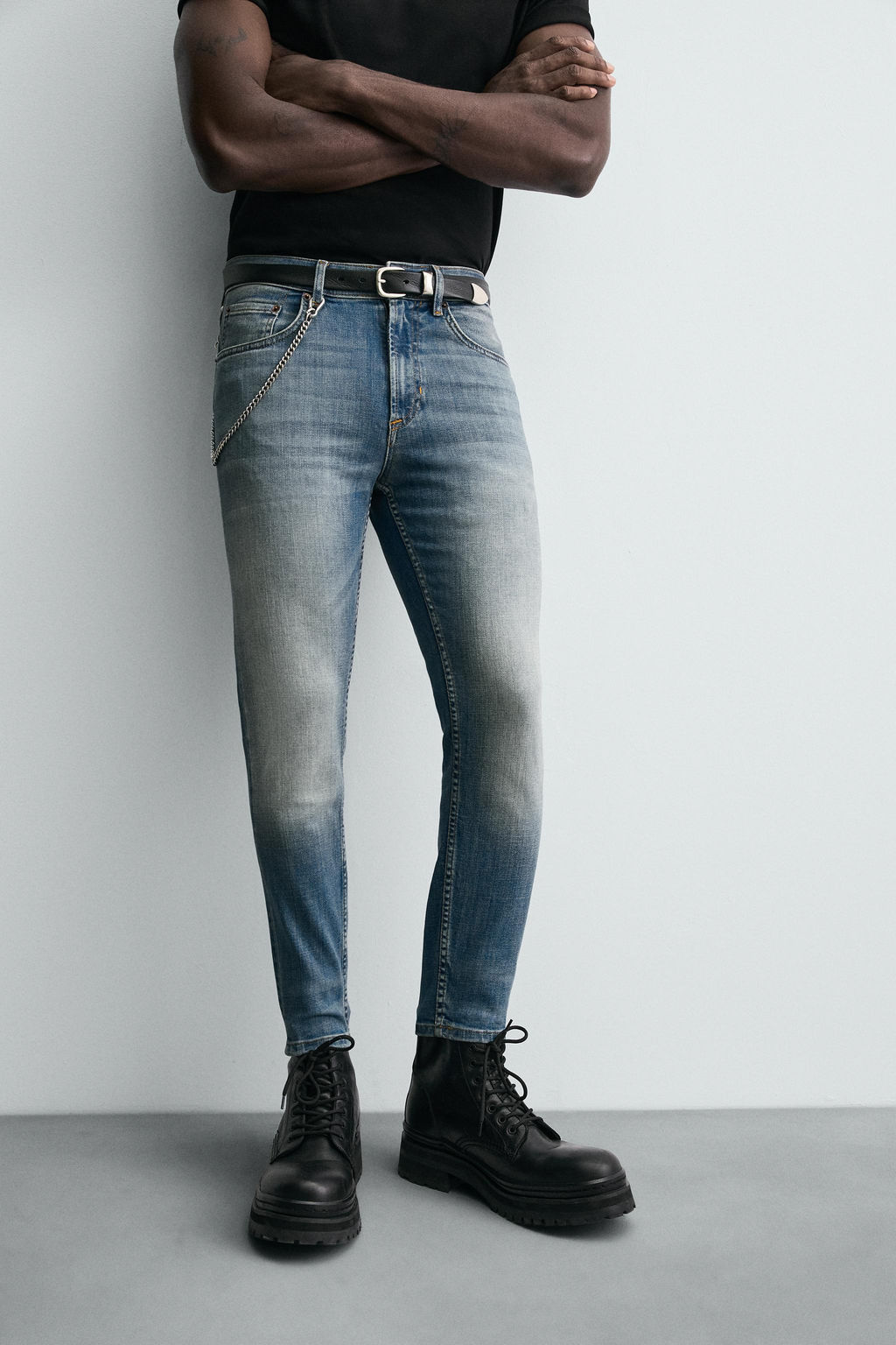 JEANS SKINNY CROPPED FIT / Azul medio - Zara фото 5