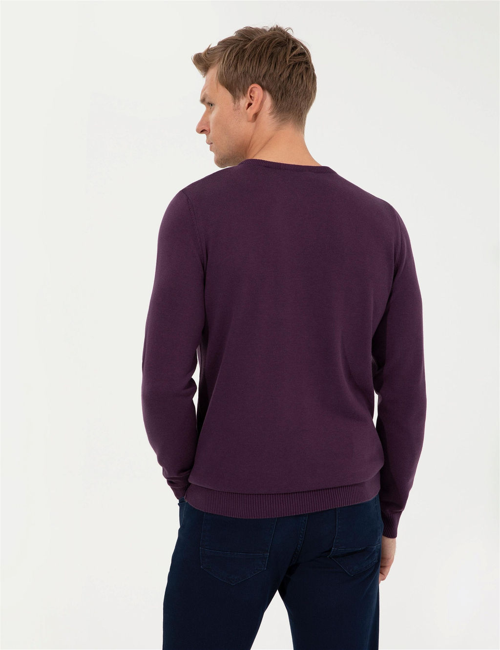 Mor Slim Fit Bisiklet Yaka Basic Triko Kazak - Pierre cardin фото 5