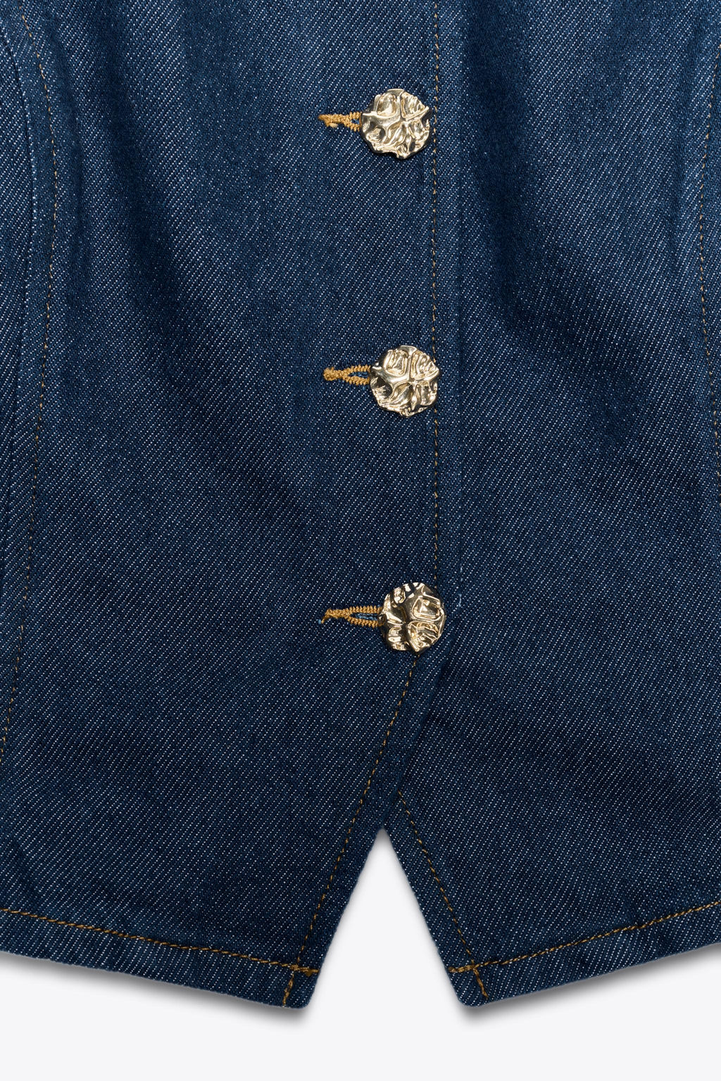 Z1975 DENIM WAISTCOAT WITH GOLD BUTTON - Zara фото 22