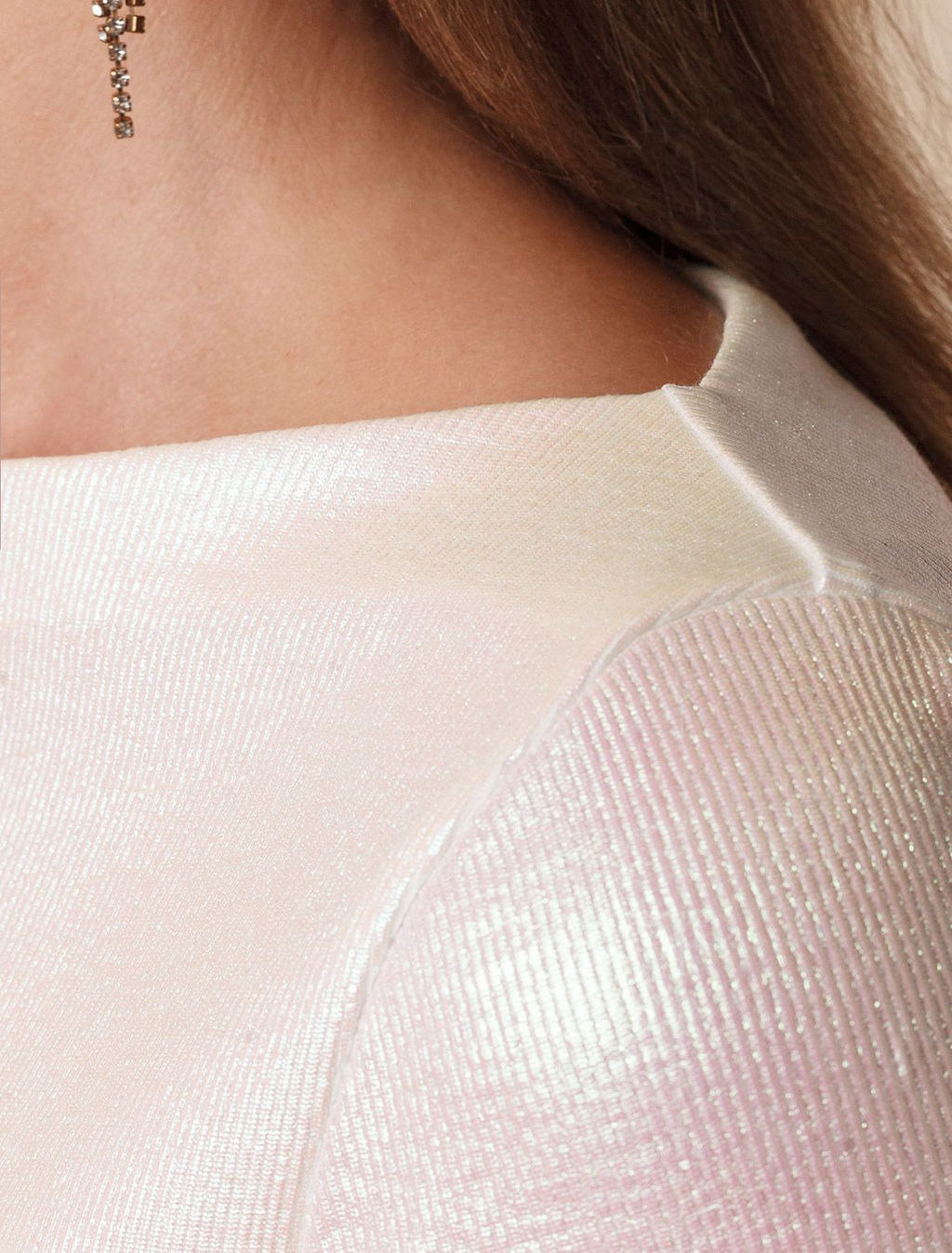 Футболка облегающая из хлопка в рубчик с вырезом лодочка с матовым покрытием металлик - Vilatte фото 2