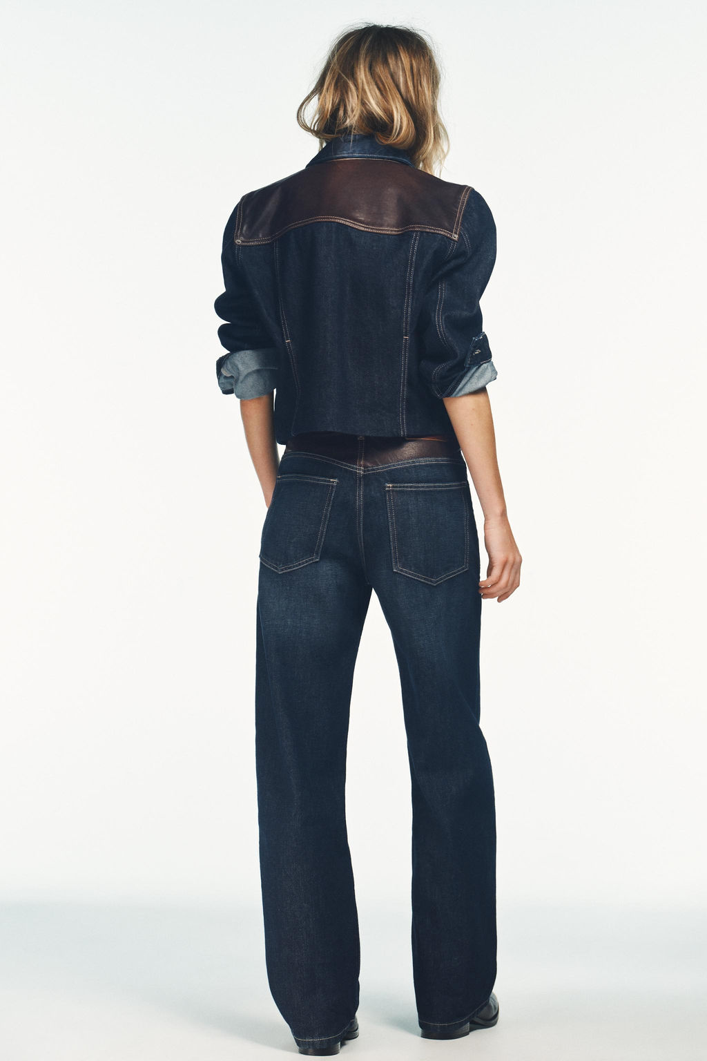 TRF STRAIGHT WIDE HIGH-WAIST LEATHER JEANS - Zara фото 21