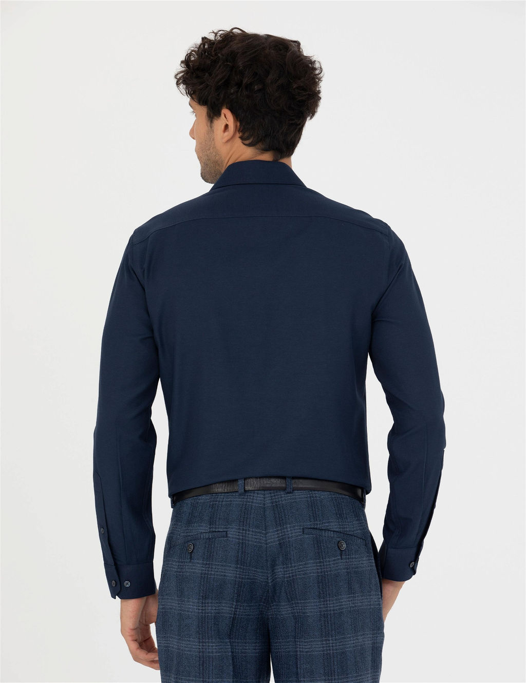 Lacivert Slim Fit Uzun Kollu G_mlek