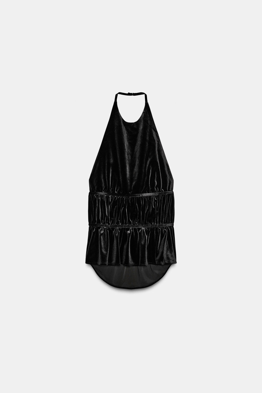 VELVET HALTER NECK TOP WITH GATHERING - Zara фото 6