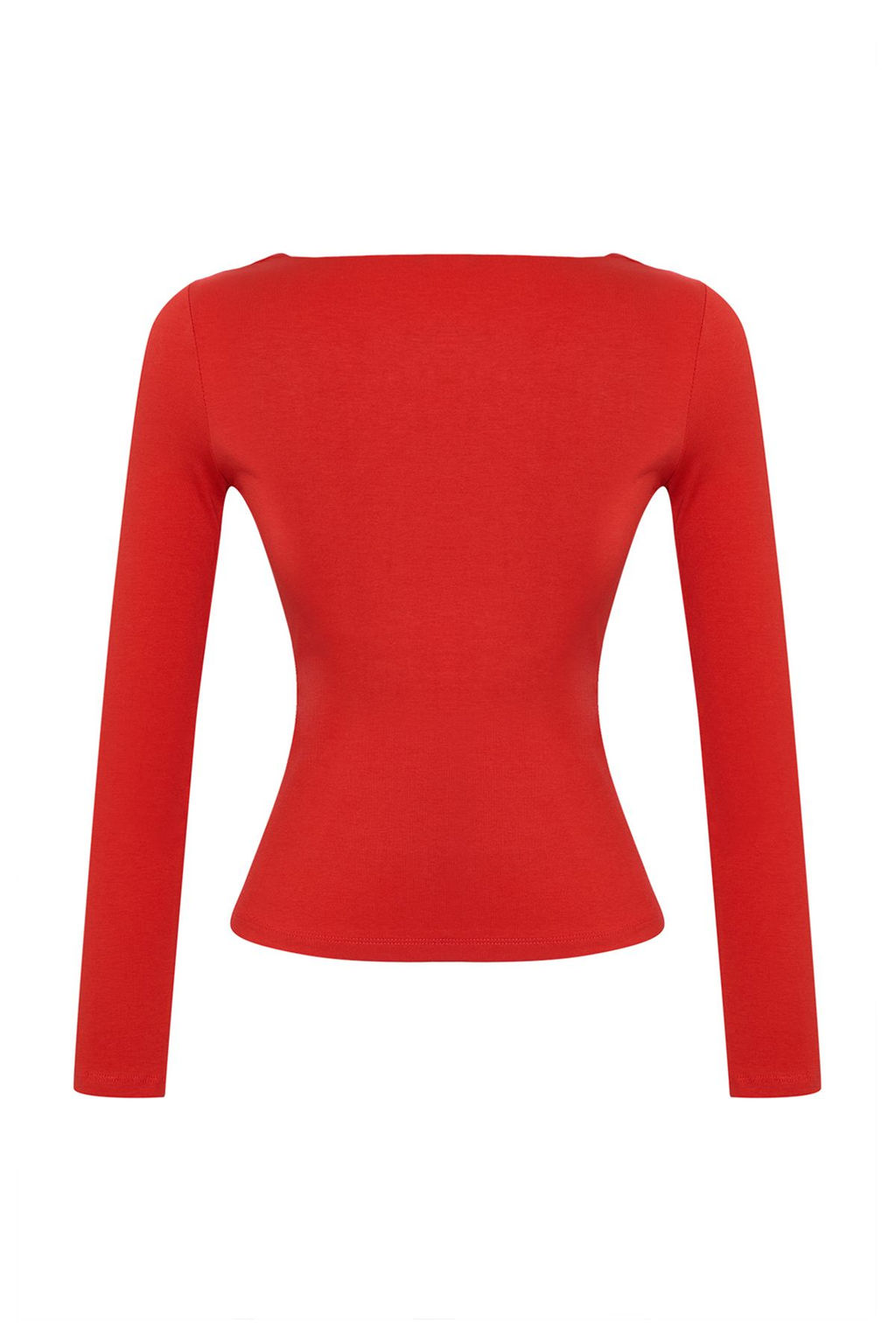 K?rm?z? Pamuklu Kare Yaka Regular Fit Orme Bluz TWOAW24BZ00016