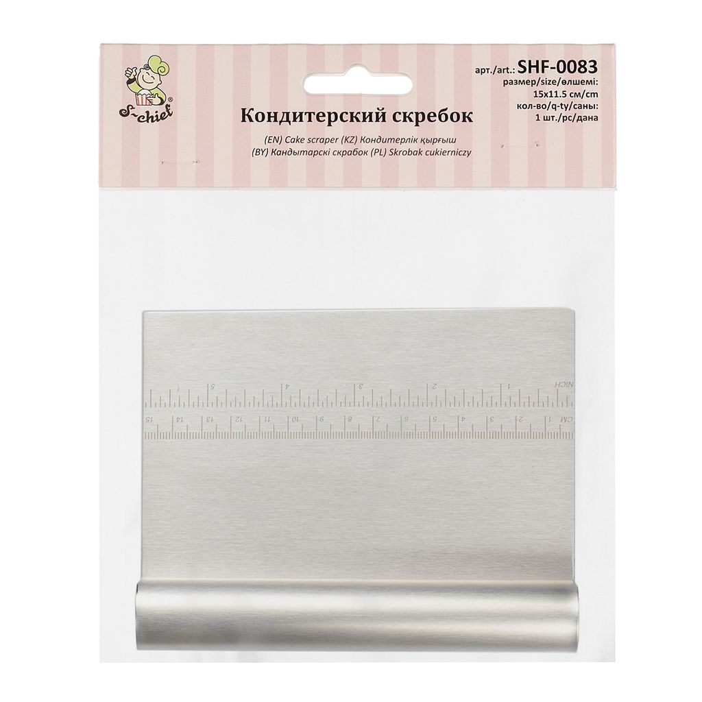 S-CHIEF SHF-0083 Кондитерский скребок металл 15*11,5 см 1 шт с разметкой  фото 3