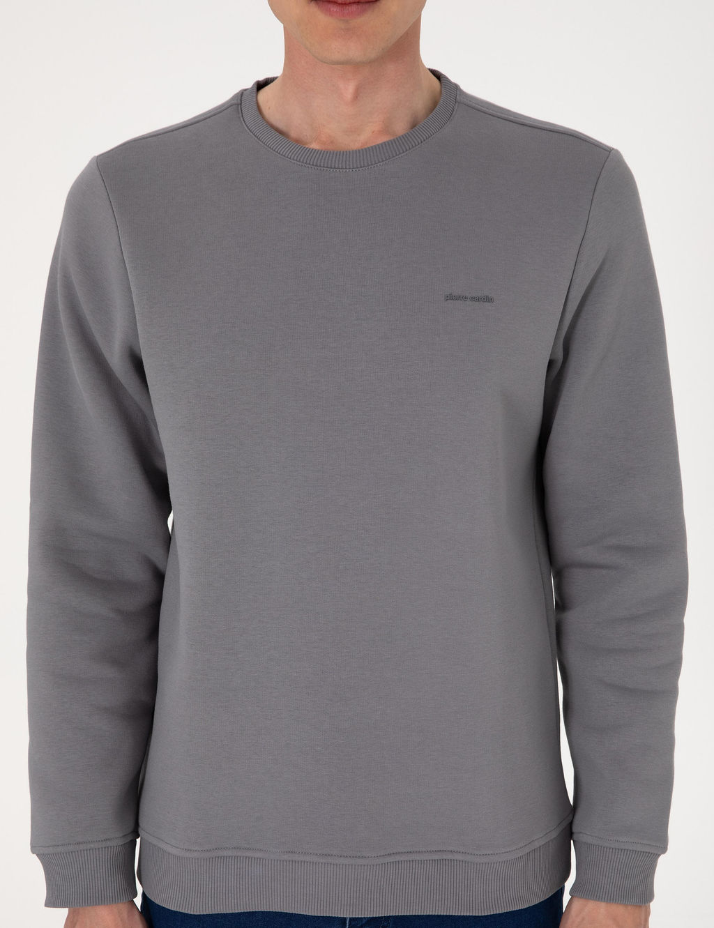 Gri 3 _plik Regular Fit __i Polarl_ Bisiklet Yaka Basic Sweatshirt - Pierre cardin фото 6