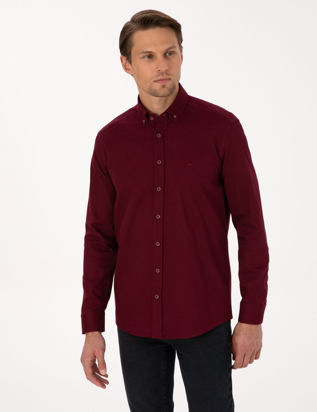 Bordo Regular Fit Uzun Kollu G_mlek