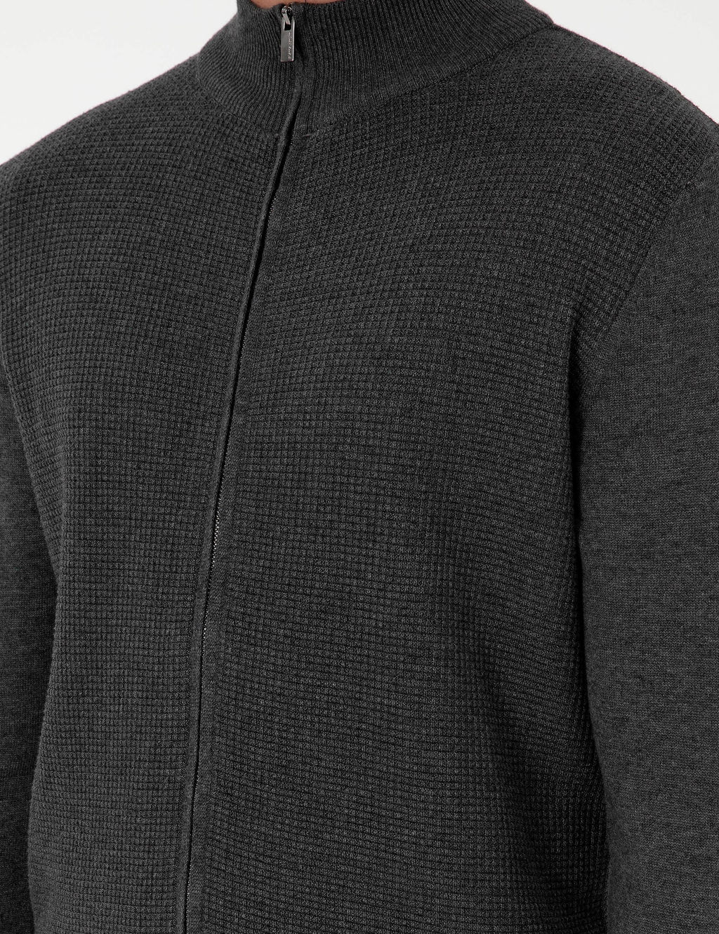 Gri Melanj Slim Fit Fermuarl_ Triko H_rka