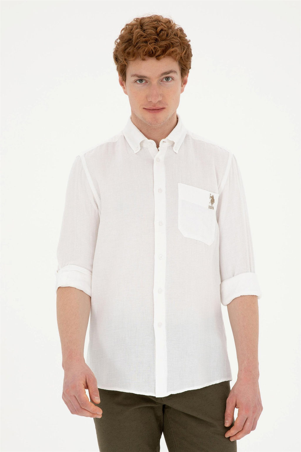 Мужская белая рубашка с длинным рукавом Неожиданная скидка в корзине