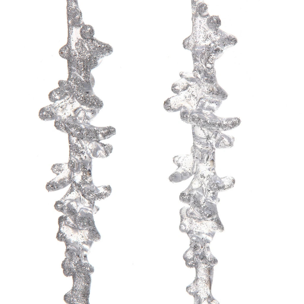 Цена за 2шт. Подвеска "Кристальная сосулька" 26 см (набор 2 шт), Серебро