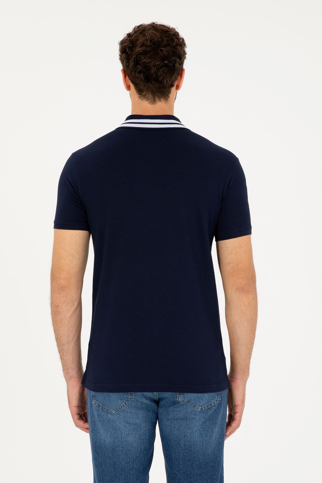Футболка U.S. Polo Assn G081GL011 мужская темно-синяя хлопок с эластаном  фото 5