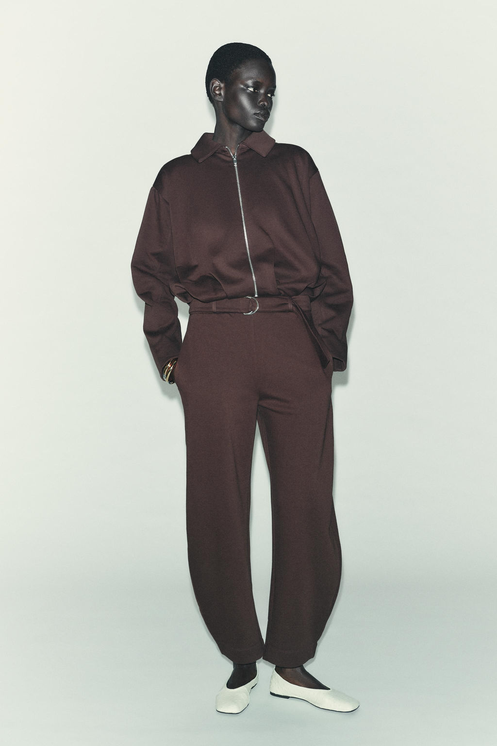 PLEATED FLEECE BOMBER JACKET