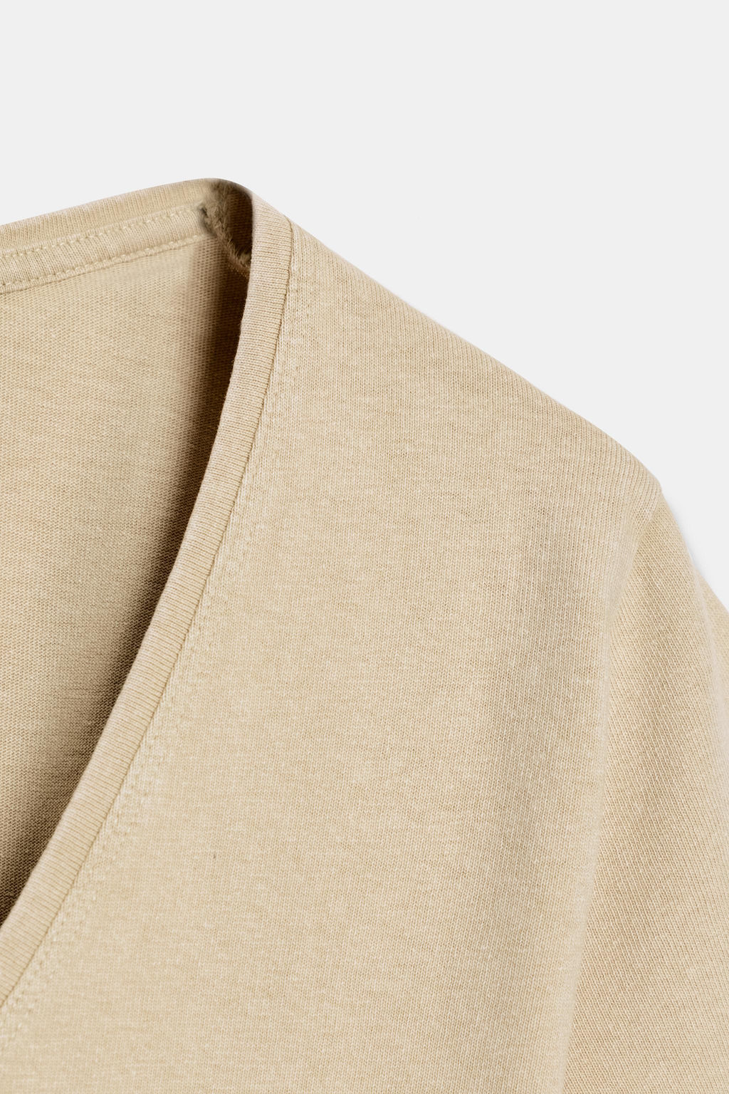 CAMISETA ALGOD?N MANGA CORTA / Beige claro