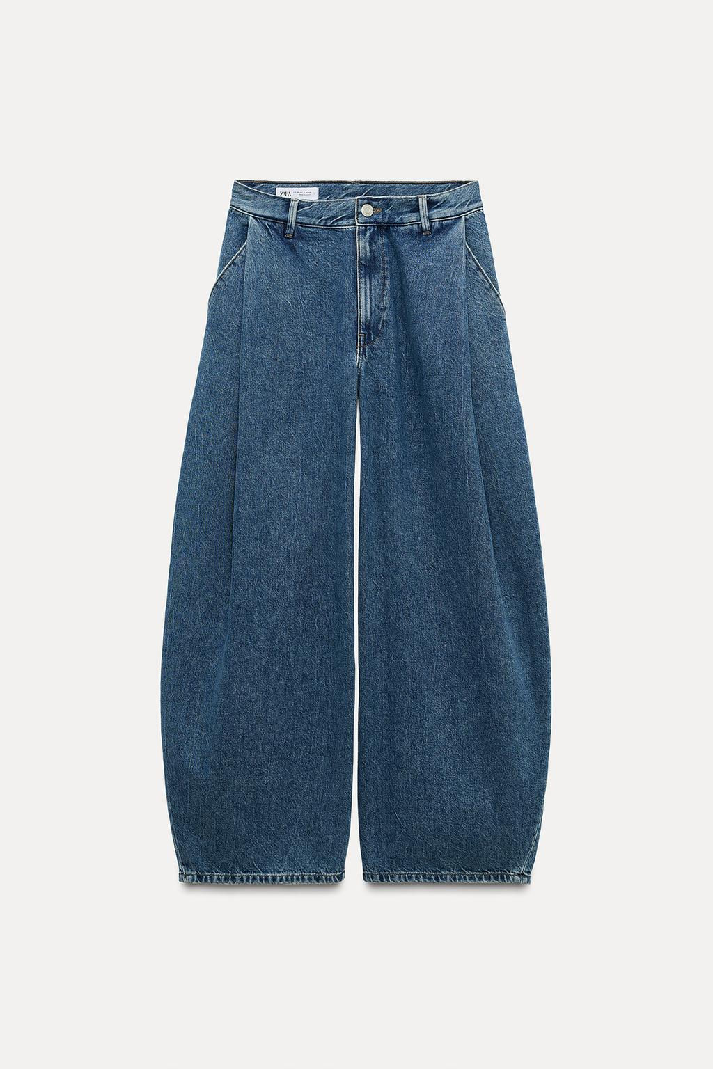 TRF LOW-RISE JEANS WITH PLEATS - Zara фото 3