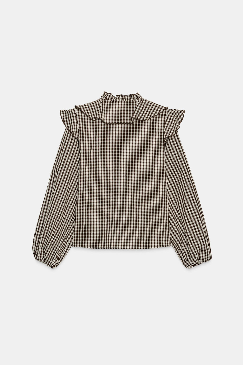 RUFFLED GINGHAM BLOUSE - Zara фото 9