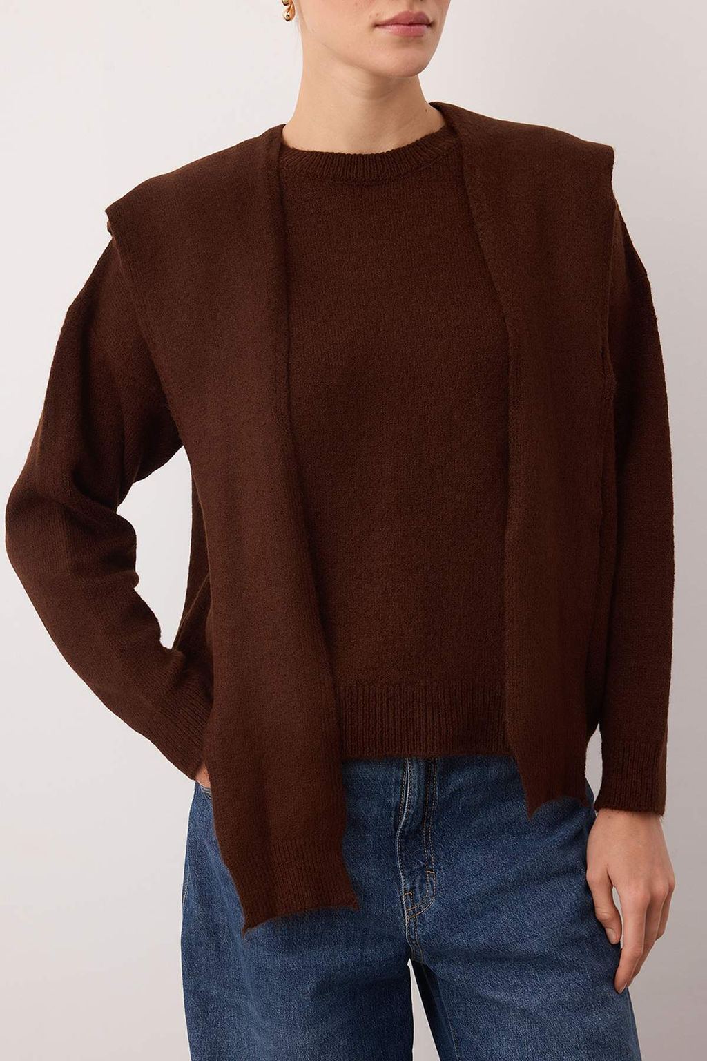 Ozel Koleksiyon Lacivert Yumusak Dokulu Genis Kal?p Sall? Triko Kazak TWOAW26KZ00166 - Trendyolmilla фото 15