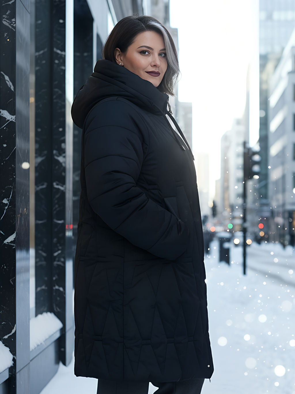 Пальто зимнее утепленное женское большого размера черного цвета 7699Ch - Visdeer фото 25