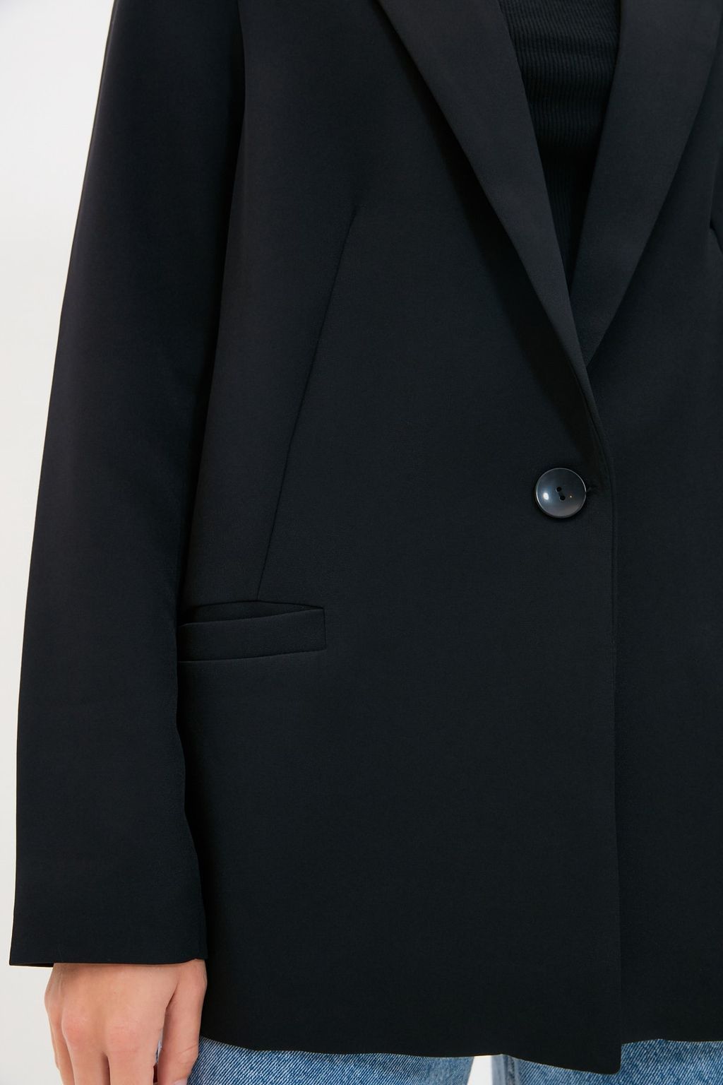 Siyah Regular Astar Detayl? Dokuma Blazer Ceket TWOAW20CE0316