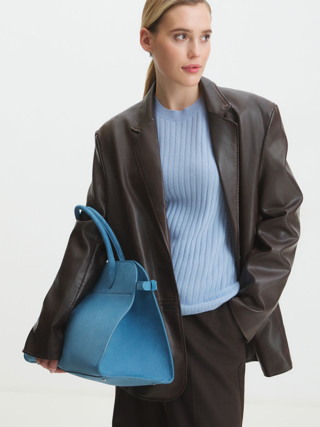 Женский тоут CALZETTI ASHLEY MAXI Артикул 4250308, серо-голубой  фото 2