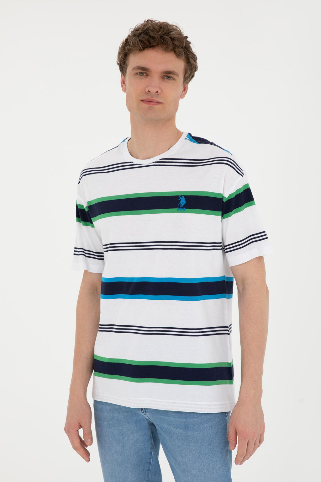 Футболка мужская U.S. Polo Assn. цвета экрю хлопок фото 3