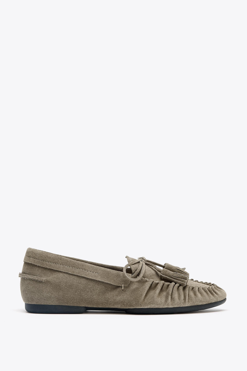 SPLIT SUEDE LOAFERS WITH TASSELS - Zara фото 2