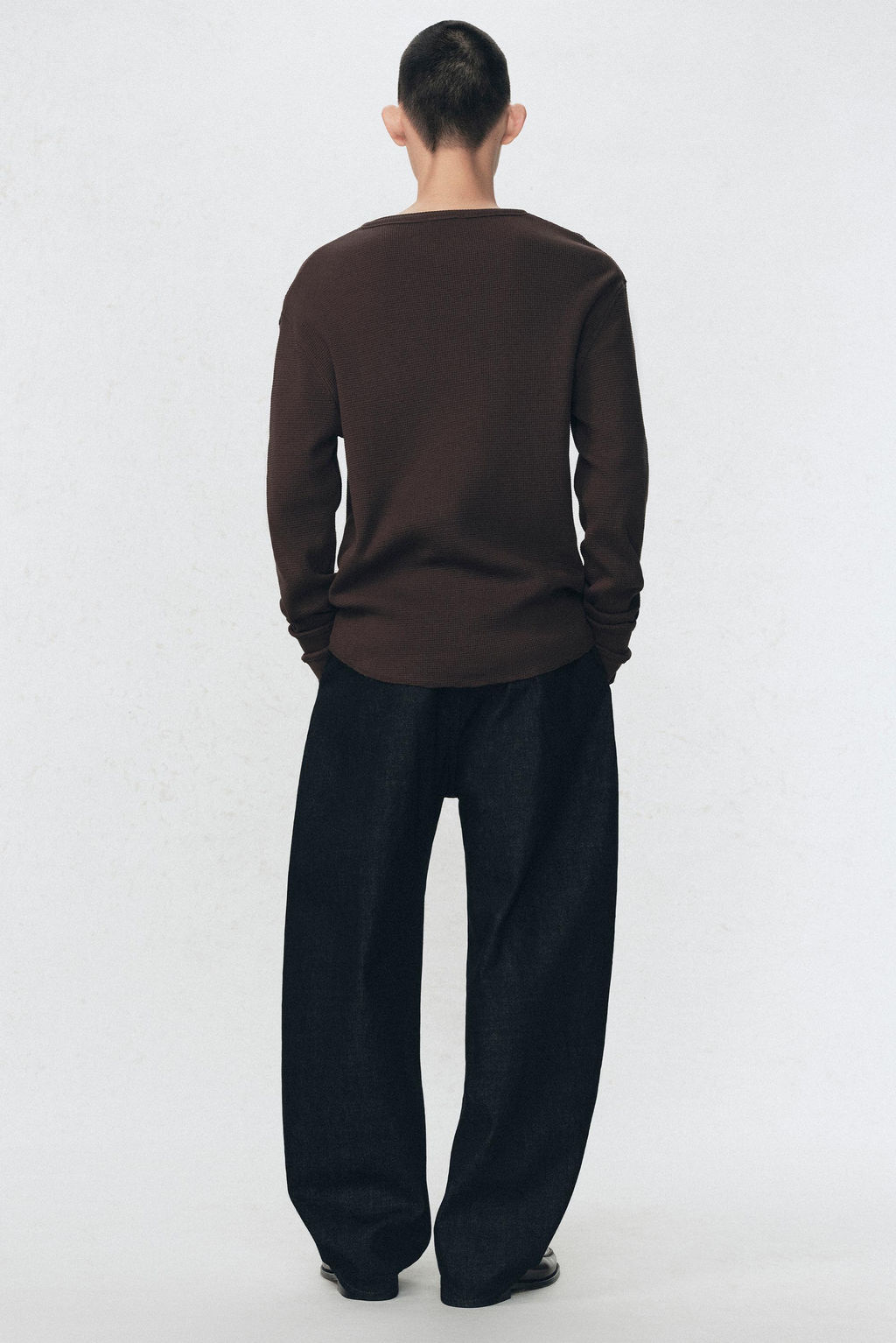 SOSHIOTSUKI x ZARA WAFFLE-KNIT HENLEY T-SHIRT