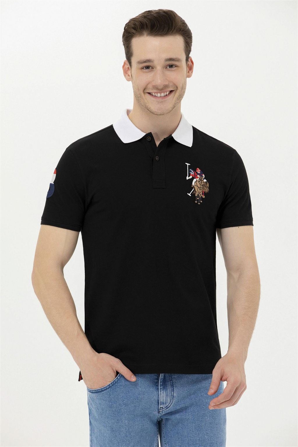 U. S. Polo Assn Мужская черная базовая футболка с воротником-поло - U.s. polo assn фото 9