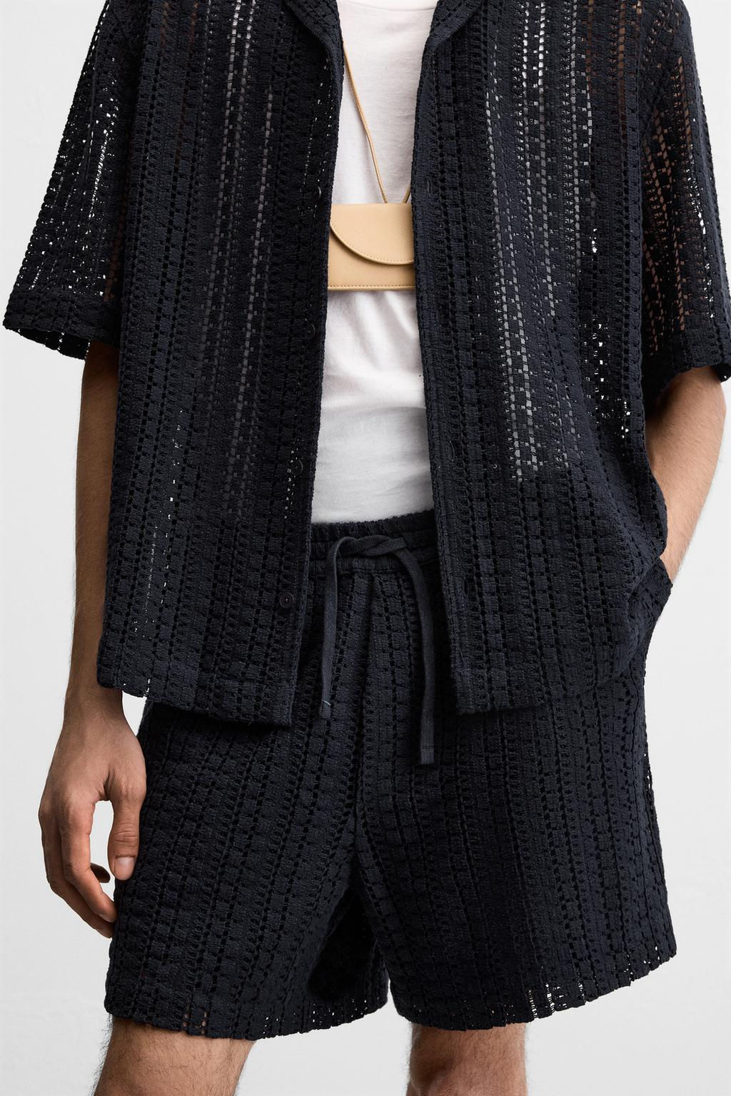 TEXTURED CROCHET BERMUDA SHORTS - Zara фото 6