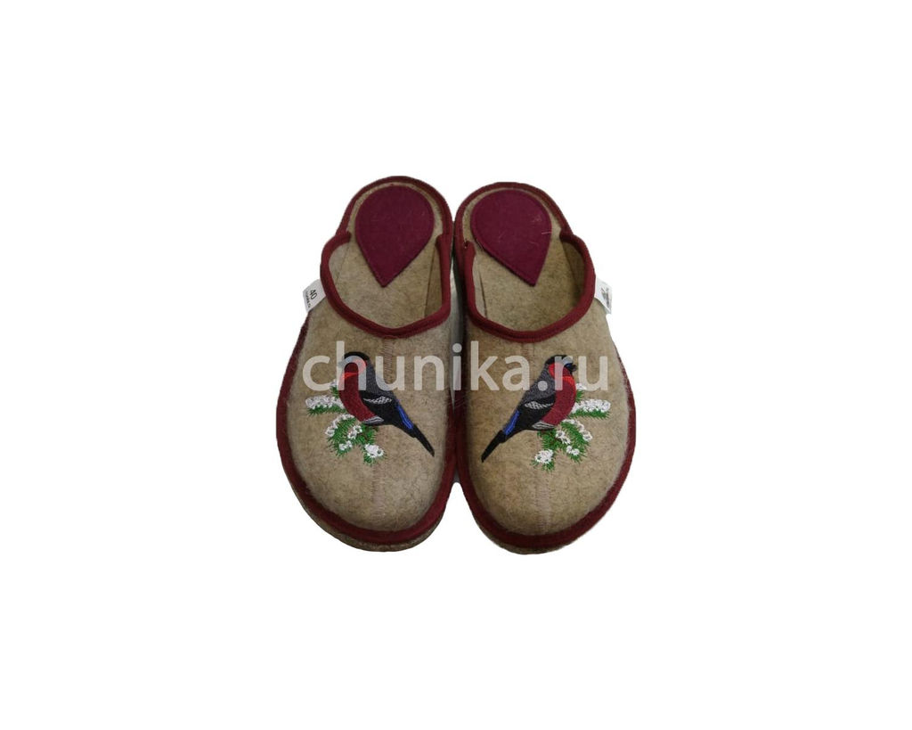 Тапочки без задника, вышивка, звери и птицы