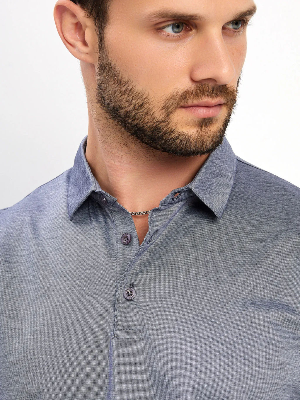 Джемпер мужской с воротником поло GREG G155-PM4-LT1636 (сине-серый)  фото 15