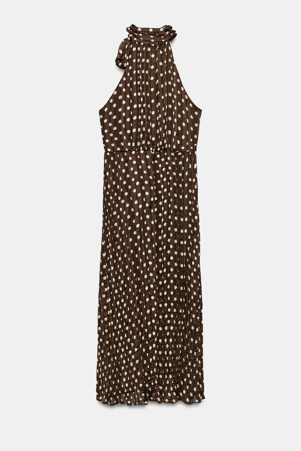 VESTIDO MIDI LUNARES LAZO / Marr?n / Crudo - Zara фото 9