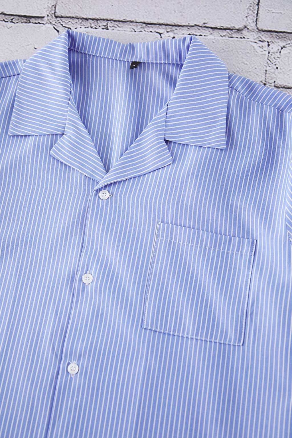 TRENDYOL MAN Mavi Oversize Fit Cizgili Dokuma Pijama Tak?m? TMNSS25PT00064 - Trendyolmilla фото 4