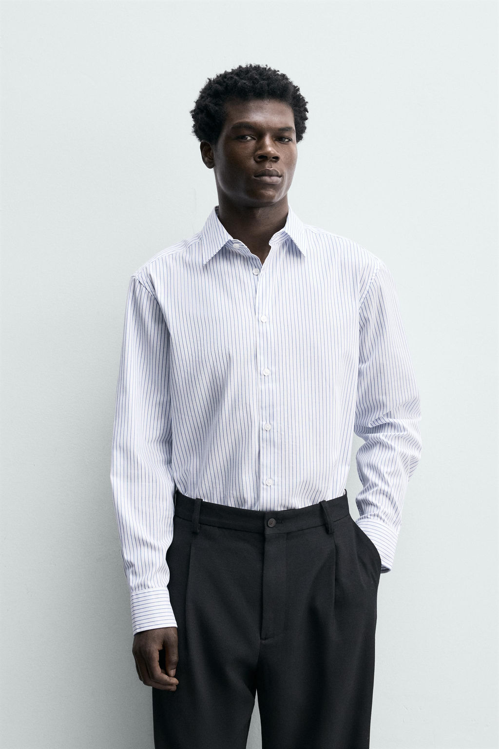CAMISA ESTRUCTURA EASY CARE / Blanco / Marino