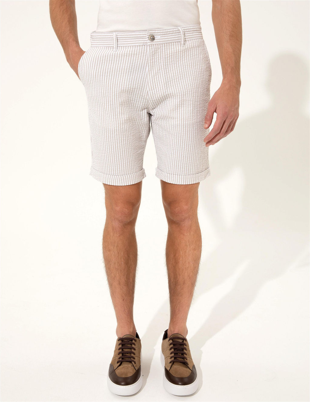Bej Slim Fit _izgili Bermuda _ort - Pierre cardin фото 2