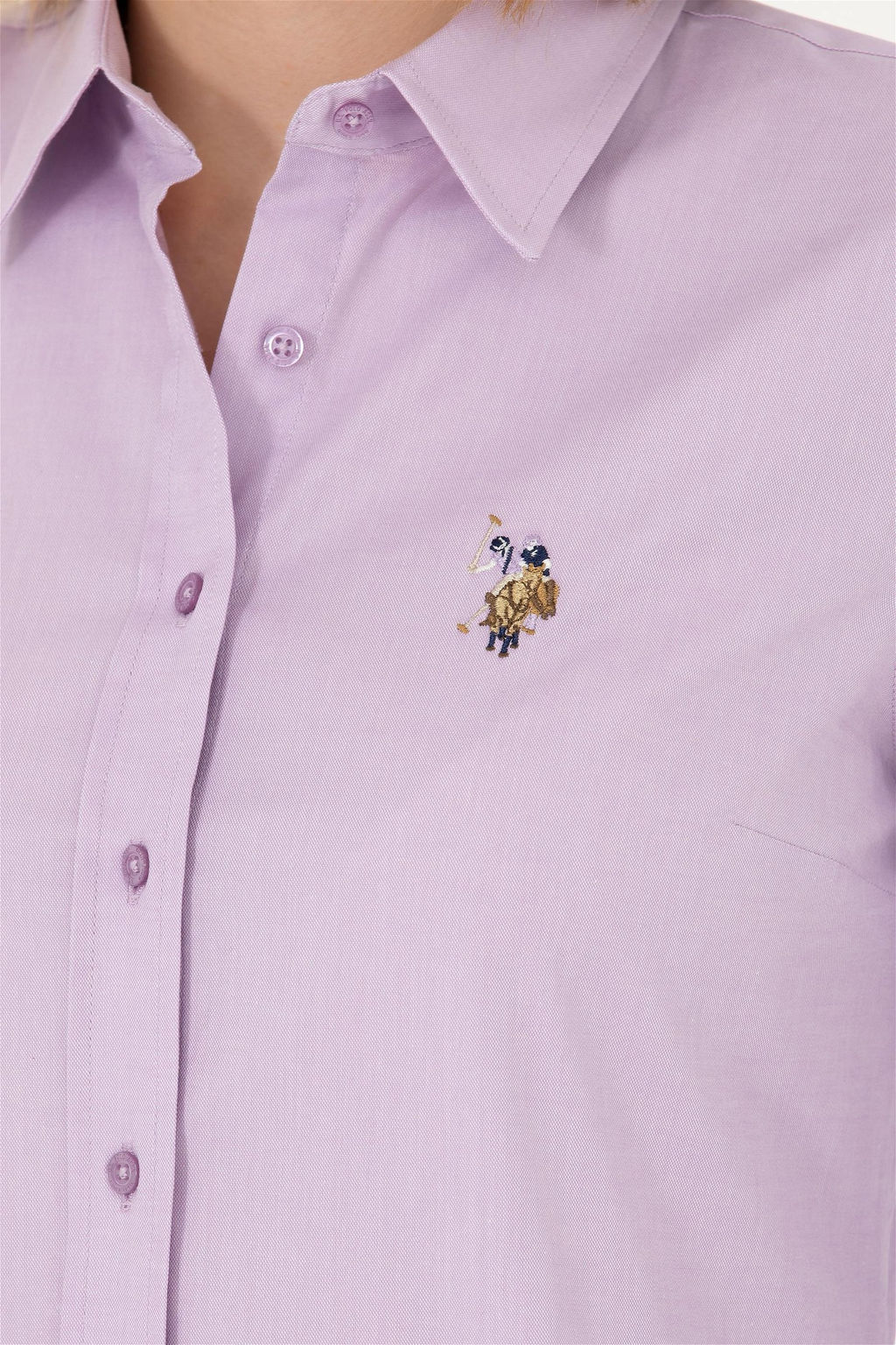 Женская сиреневая базовая рубашка с длинным рукавом - U.s. polo assn фото 7