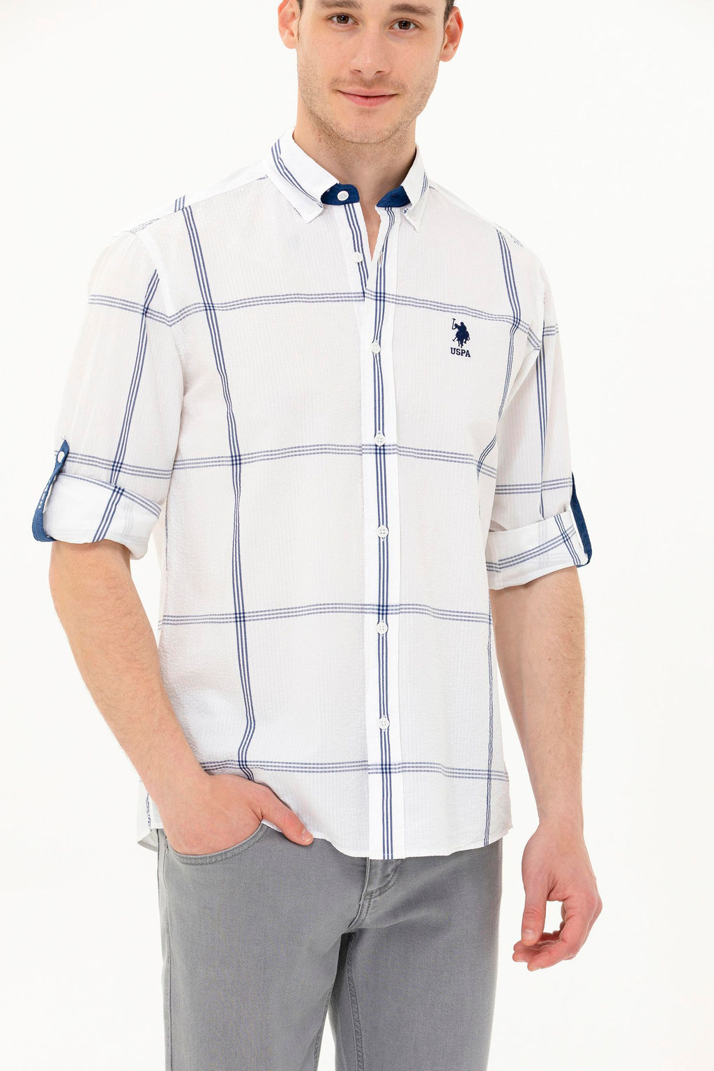 Мужская белая рубашка с длинным рукавом - U.s. polo assn фото 20