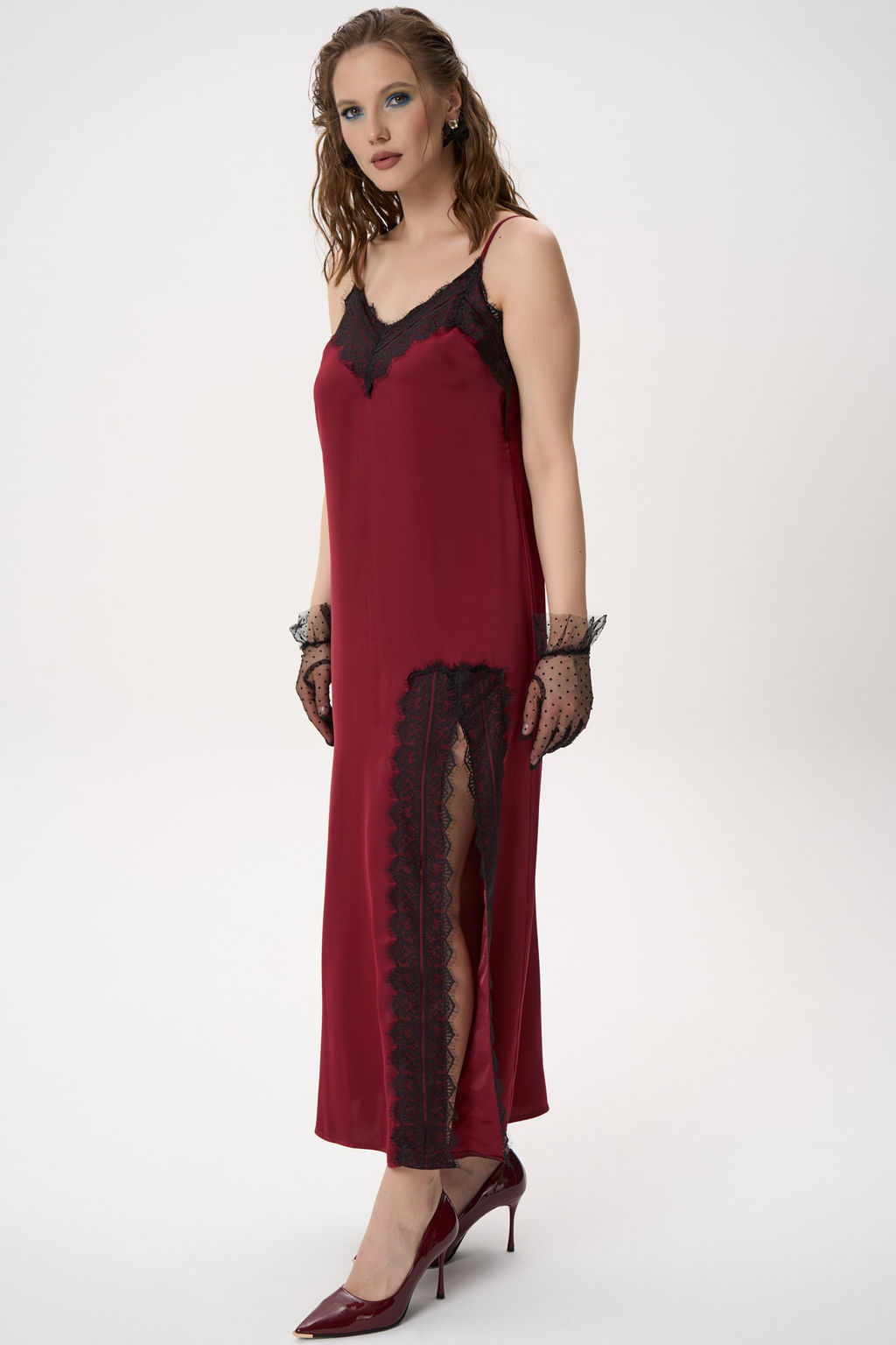 Платье  сорочка (бордовый)