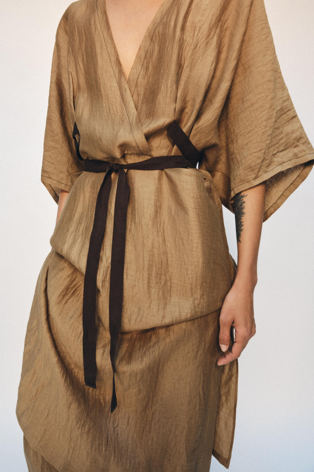 VESTIDO T?NICA MEZCLA LINO ZW COLLECTION / Camel medio - Zara фото 2