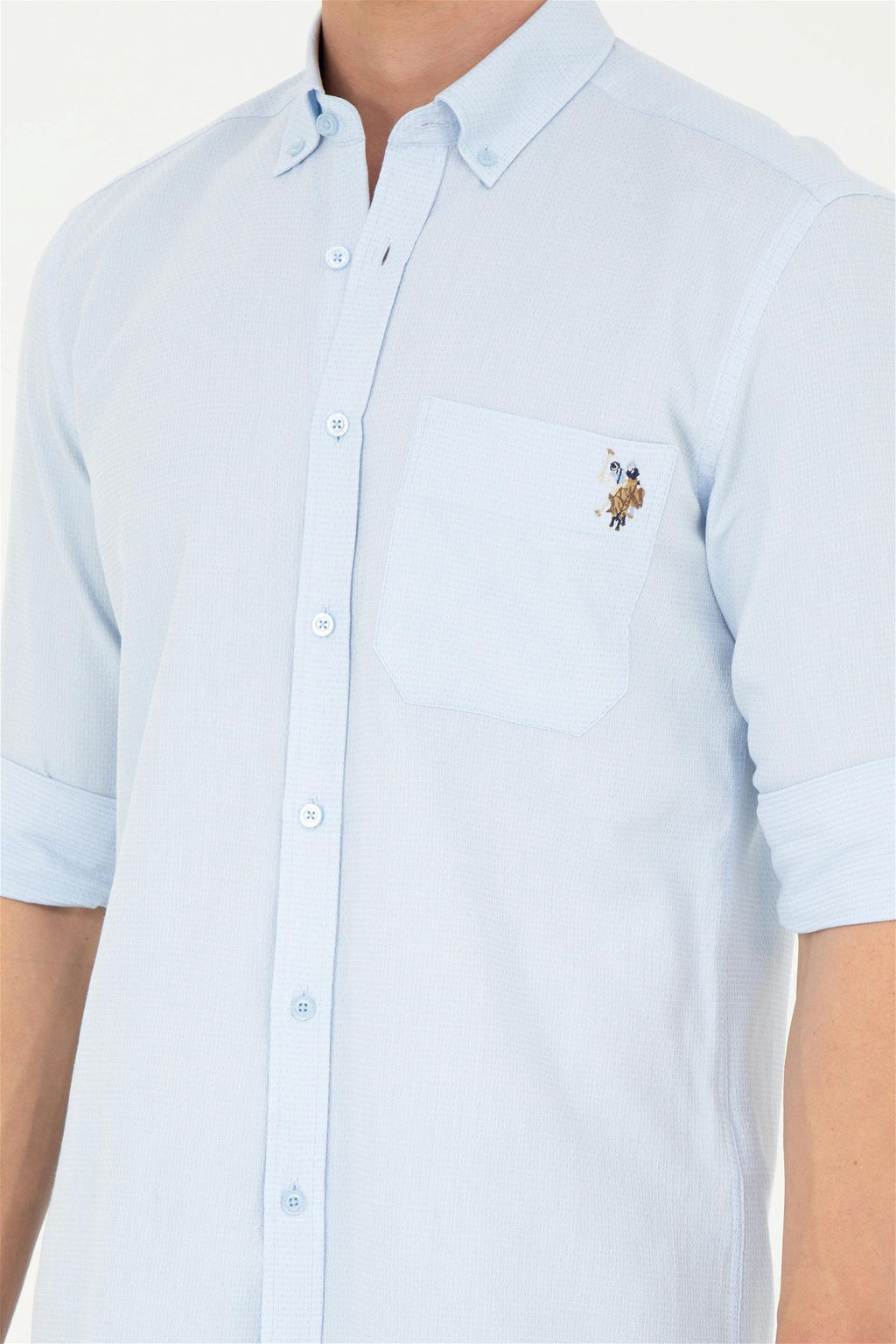 Мужская голубая рубашка с длинным рукавом - U.s. polo assn фото 6