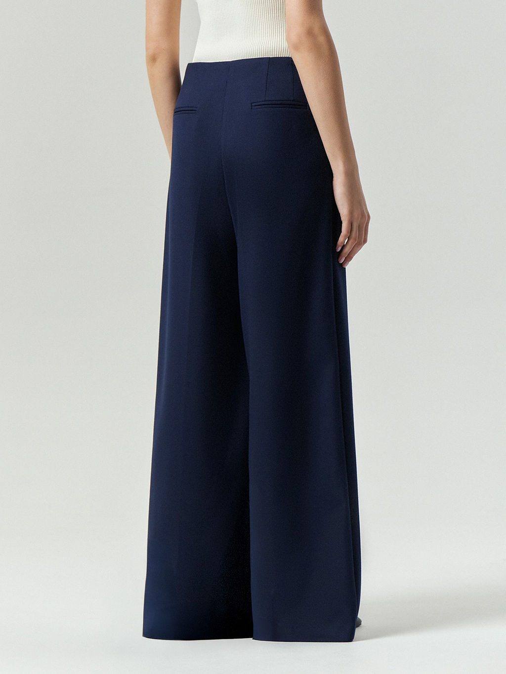 Брюки Emka широкого кроя тёмно-синий вискоза  фото 4